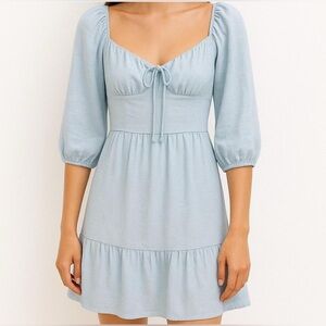 Cousin Couture Mini Dress Milkmaid Ruffle Hem Babydoll Party M Boho cottage